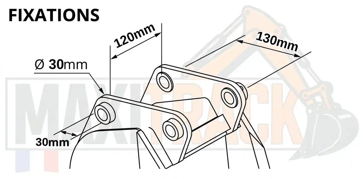 dimension des axes et entraxes mini-pelle maxitrack