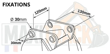 dimension des axes et entraxes mini-pelle maxitrack