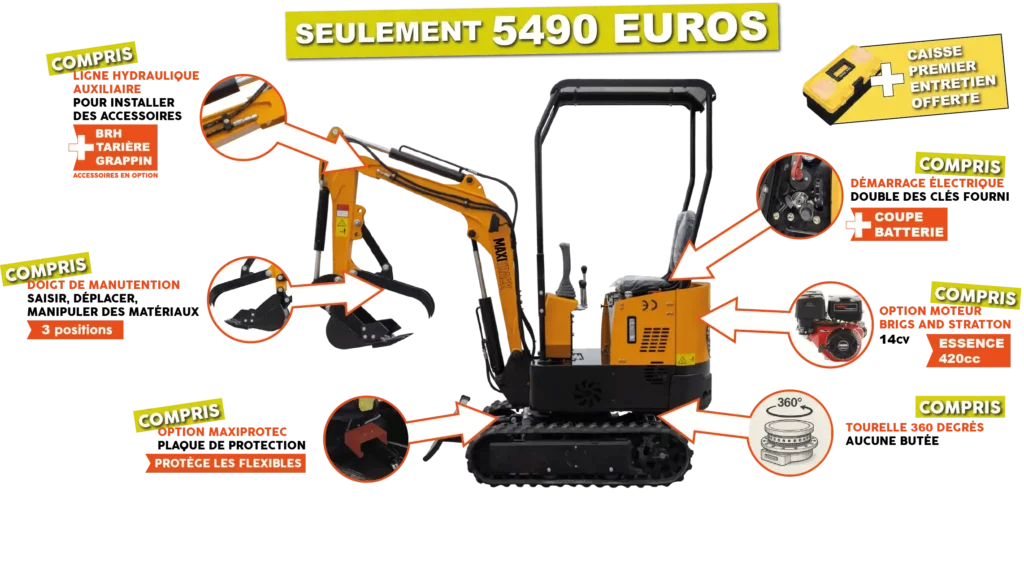 mini pelle 800 kilos maxitrack pas chere